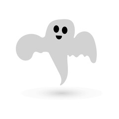 cute monster with emotions autumn holiday halloween spooky spirit flying ghost poster or banner