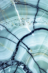 Close-up of polished onyx with intricate veining and layers