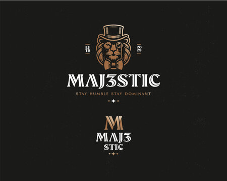 gentleman king lion logo template for business, property, estate, lawyer company