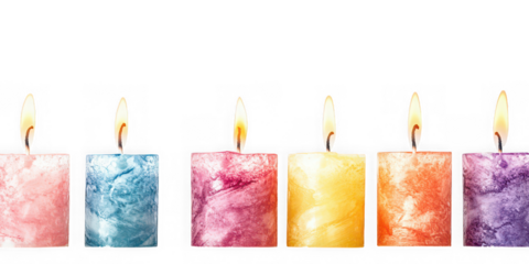 Colorful Lit Candles: Festive Decor for Celebrations and Events isolated on white png transparent background	