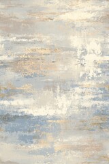 Fototapeta premium An abstract painting featuring a blend of light blue beige and white hues with hints of gold creating a textured dreamy composition