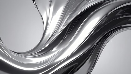 Abstract Metallic Silver Flowing Design