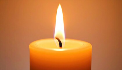 Burning Candle With Warm Orange Light