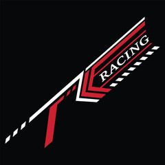 Racing sticker lines for motorcycle and car sticker wrap modification vector design letter R and arrow