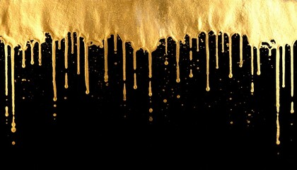 Dripping Golden Liquid On Black Background