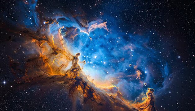 Nebula Cosmic Majesty: A breathtaking cosmic tableau unfurls, showcasing the ethereal beauty of a nebula, its vibrant hues and intricate structures captivating the viewer with a sense of wonder.