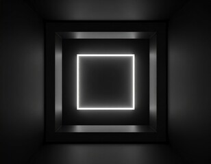 Abstract Black Room With Illuminated White Square