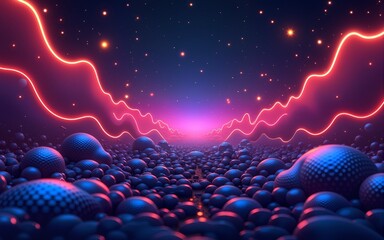 Electronic Music festival poster with abstract gradient line and decoration elements. Modern club party flyer. Sound cover design with neon colors. High quality