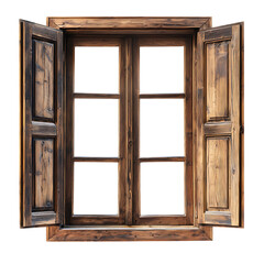 Wooden window frame standing against