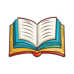Cute school clipart of open book. Vector illustration on white background.