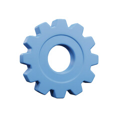 3d rendered light blue gear icon isolated on white background 