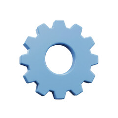 3d rendered light blue gear icon isolated on white background 