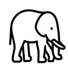Simple Line Art Elephant Illustration, Black and White Vector Graphic