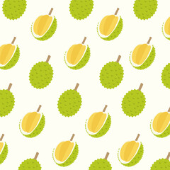 Seamless pattern with hand drawn Durian. Tropical wallpaper for kitchen, packaging, textiles, wrapping paper.	