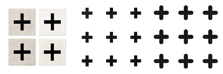 Obraz premium Plus Sign Patterns: Black Crosses on White Background, Abstract Design