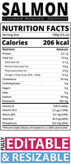 Fototapeta premium Salmon Nutrition Facts Label – Healthy Seafood Information Design