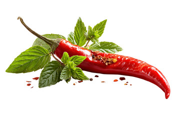 Spicy Red Chili Pepper with Fresh Mint and Spices