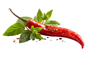 Spicy Red Chili Pepper with Fresh Mint and Spices