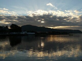 sunset over the lake