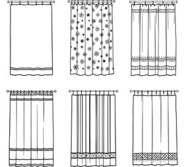 Bathroom Shower Curtain Line Art Graphic