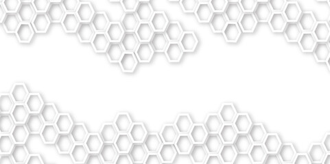 Abstract modern hexagonal effect for line geometric technology 3d white bright hexagon polygonal honeycomb luxury pattern vector white background.	