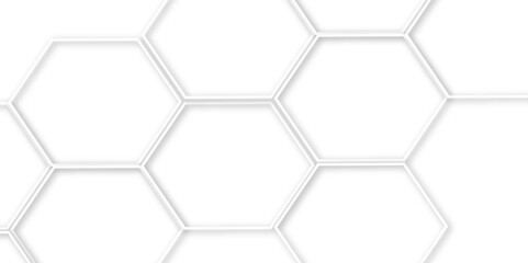 Abstract modern hexagonal effect for line geometric technology 3d white bright hexagon polygonal honeycomb luxury pattern vector white background.	