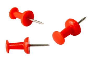 The Red pin for stick paper note isolate on white