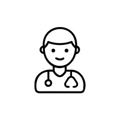 Smiling male doctor icon line art illustration