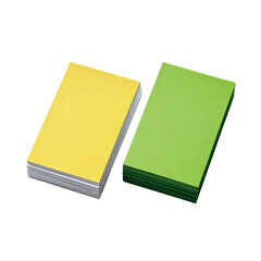 Brightly Colored Stack of Blank Note Cards in Yellow and Green for Creative Projects and Organizing Ideas on transparent background