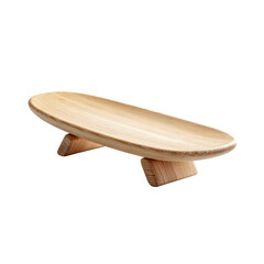 Elegant Wooden Serving Platter on Minimalist Display Ideal for Dining, Entertaining, or Food Photography on transparent background