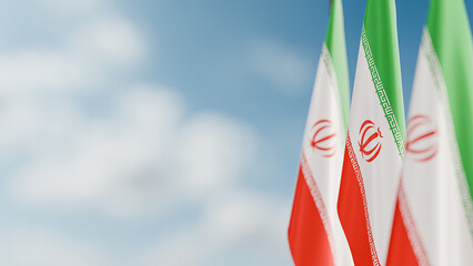 Three Flags of Iran, Hanging Decoratively From a Flagpole