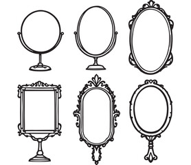 Classic handheld mirror sketch illustration © Maharab