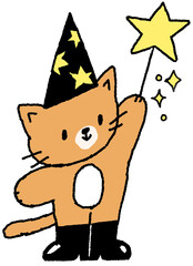 마법사 고양이 컬러 손그림 일러스트 스티커