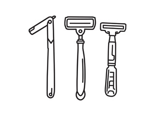 Classic Straight Razor Line Art Vector