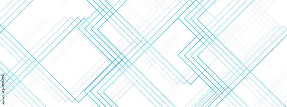 Aufkleber Abstract minimal background with overlapping translucent linear shapes forming diamond and chevron patterns. Gradient tones of aqua, cyan, and light green  futuristic, and geometric aesthetic