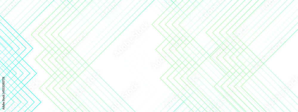 Poster Abstract minimal background with overlapping translucent linear shapes forming diamond and chevron patterns. Gradient tones of aqua, cyan, and light green  futuristic, and geometric aesthetic
