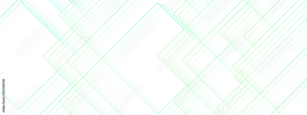 Poster Abstract minimal background with overlapping translucent linear shapes forming diamond and chevron patterns. Gradient tones of aqua, cyan, and light green  futuristic, and geometric aesthetic