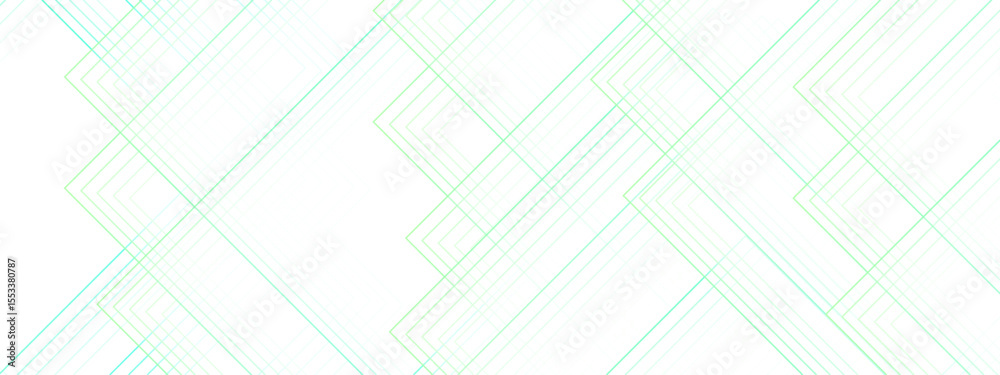 Poster Abstract minimal background with overlapping translucent linear shapes forming diamond and chevron patterns. Gradient tones of aqua, cyan, and light green  futuristic, and geometric aesthetic