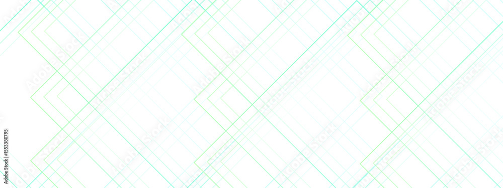 Poster Abstract minimal background with overlapping translucent linear shapes forming diamond and chevron patterns. Gradient tones of aqua, cyan, and light green  futuristic, and geometric aesthetic