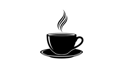 A steaming hot cup of black coffee rests on a saucer a classic beverage enjoyed by many people around the world for its flavor and stimulating effects providing a moment of warmth and comfort