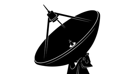 A Silhouette of a Satellite Dish Antenna Ready to Receive Signals from Space