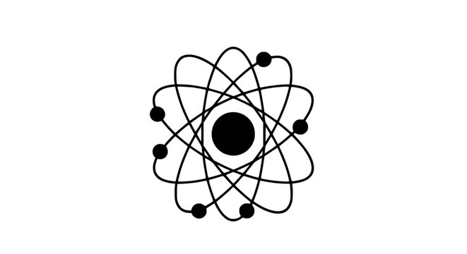 Atomic Structure Model Illustrating Electron Orbits Around a Central Nucleus with Multiple Intersecting Paths Representing Energy Levels and Electron Movement in a Stylized Scientific Diagram