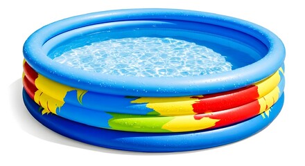 Vibrant inflatable kiddie pool filled with water, showcasing a colorful and playful summer setting for children's outdoor fun