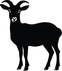 Fototapeta premium Serene Black Silhouette Goat: Elegant Farm Animal Vector Graphic