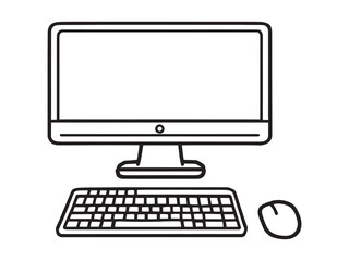 Clean Desktop Setup Outline Vector Illustration