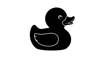 Simple Black Silhouette of a Rubber Duck Toy Floating and Smiling for Bath Time Fun and Playful Childhood Memories