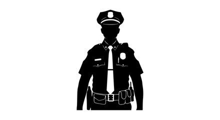 A Silhouette of a Police Officer in Uniform Ready for Duty Symbolizing Law Enforcement and Public Safety