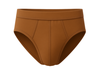 Brown men's brief underwear isolated on transparent background