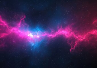 Fototapeta premium Vibrant Cosmic Nebula with Pink and Blue Colors in Deep Space