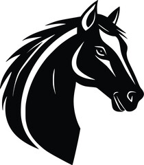 Elegant Black Horse Head Profile, Strong, Majestic, Graphic Design
